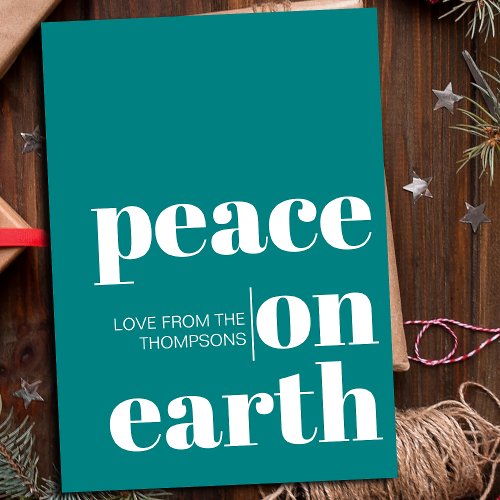 Personalized Peace On Earth Christmas Minimalist Holiday Card