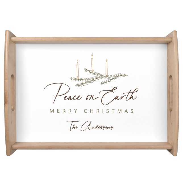 Personalized Peace on Earth Christmas Serving Tray (Front)