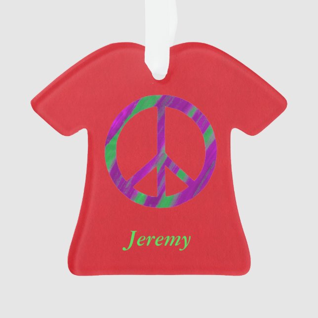 Personalized Peace Sign Christmas Ornaments (Front)