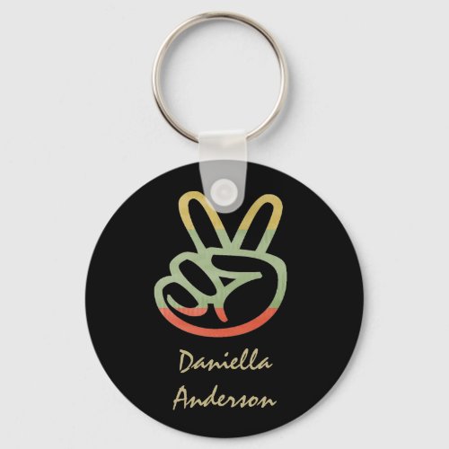 Personalized Peace Sign Keychain