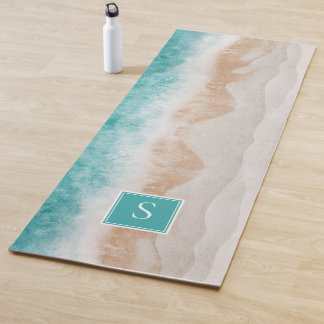 Personalized Peaceful Beach Waves Monogram Name Yoga Mat