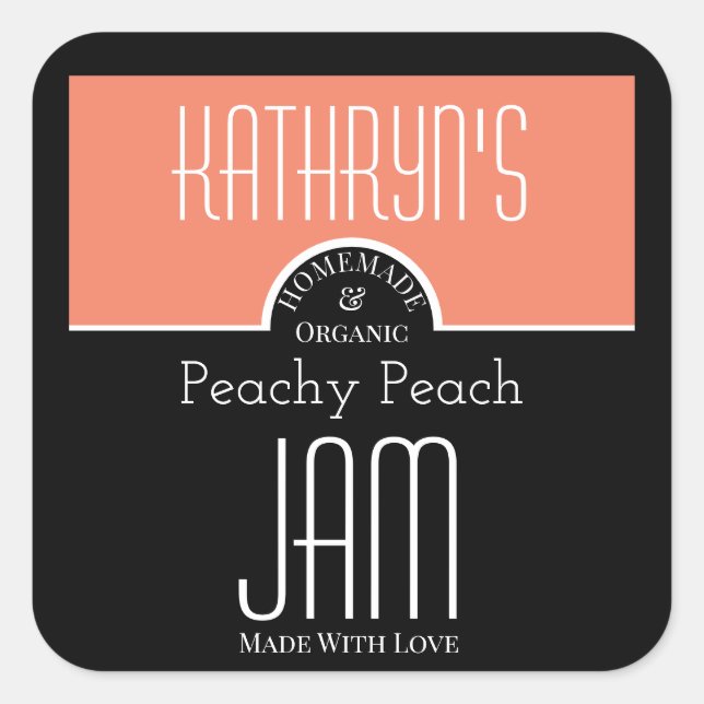 Personalized Peach/Apricot Jam Label (Front)