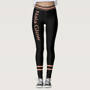 Personalized Peach Black Striped Pet Cat Mom Name Leggings