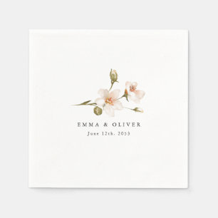 Personalized Peach Blush Floral Wedding Napkins