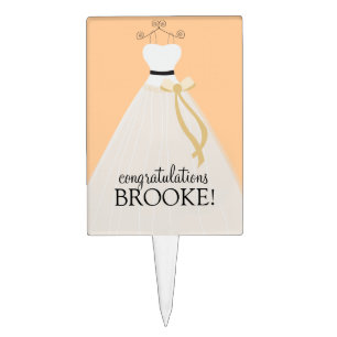 Personalized Peach Bridal Shower Cake Topper