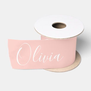 Personalized Peach Elegant Name Satin Ribbon