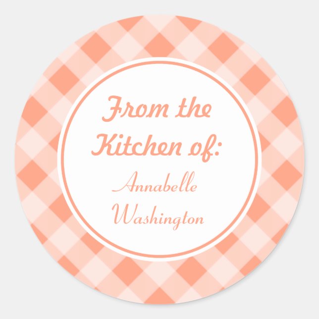Personalized Peach Kitchen Stickers (Front)