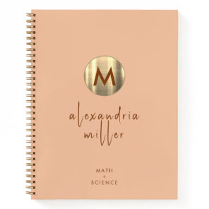 Personalized Peach Math and Science Graph Paper Notebook