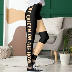Personalized Peach Navy Black Cat Mom Cute Fun Gym Leggings