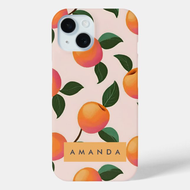 Personalized Peach Pattern Cute Peaches Case-Mate iPhone Case (Back)
