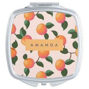 Personalized Peach Pattern Cute Peaches Compact Mirror
