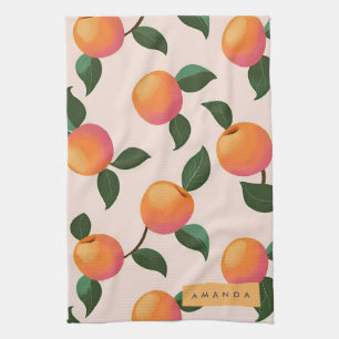 Personalized Peach Pattern Cute Peaches Kitchen Towel