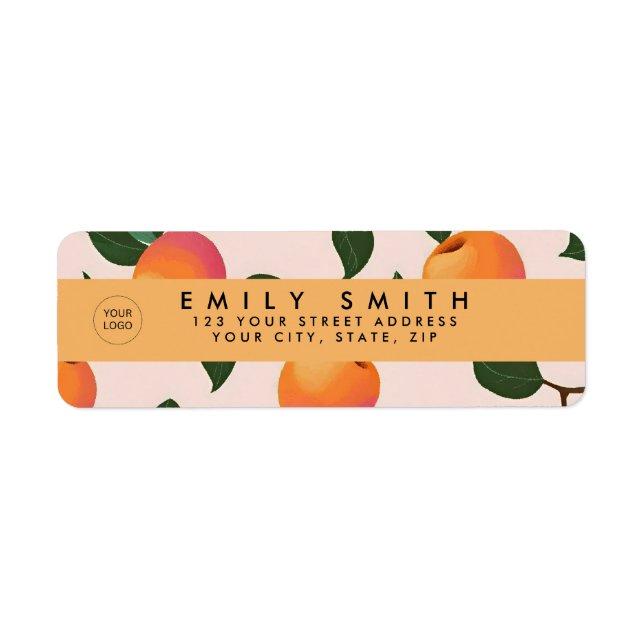 Personalized Peach Pattern Cute Peaches Label (Front)