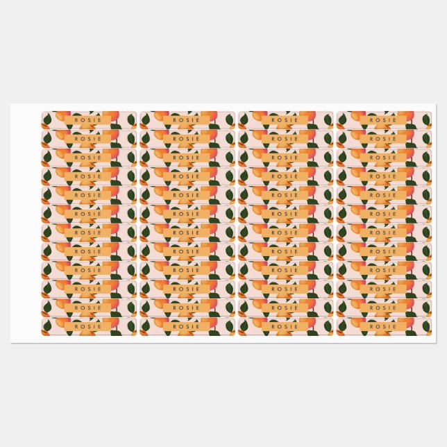 Personalized Peach Pattern Cute Peaches Labels (Sheet)