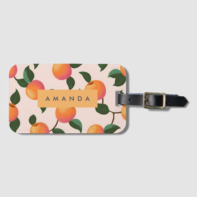 Personalized Peach Pattern Cute Peaches Luggage Tag (Front Horizontal)