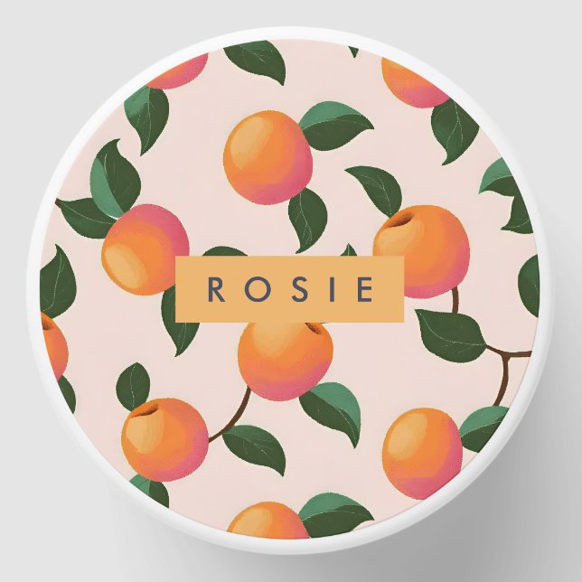 Personalized Peach Pattern Cute Peaches Mini Candle Favors (Front)
