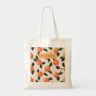 Personalized Peach Pattern Cute Peaches Tote Bag