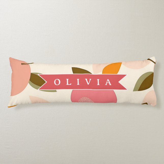 Personalized Peach Pattern Cute Retro Summer Body Pillow (Front)