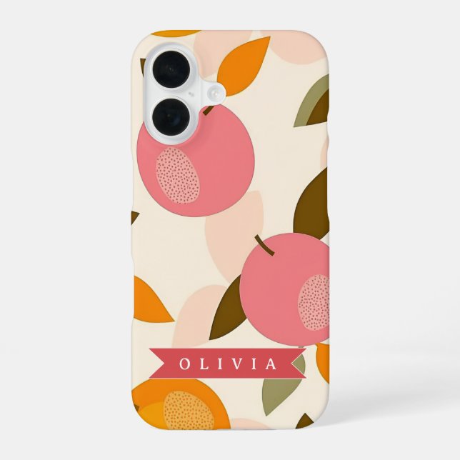 Personalized Peach Pattern Cute Retro Summer iPhone Case (Back)