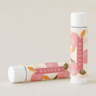 Personalized Peach Pattern Cute Retro Summer Lip Balm