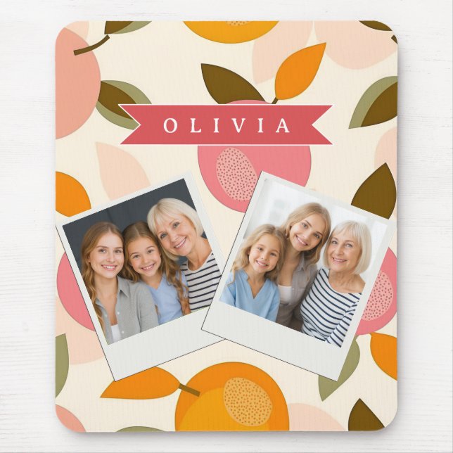 Personalized Peach Pattern Cute Retro Summer Mouse Pad (Front)