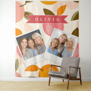 Personalized Peach Pattern Cute Retro Summer Tapestry