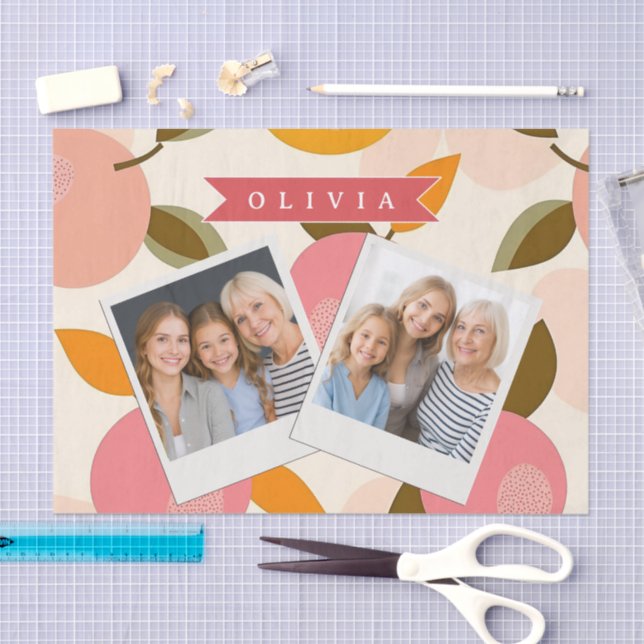 Personalized Peach Pattern Cute Retro Summer Tissue Paper (Craft)