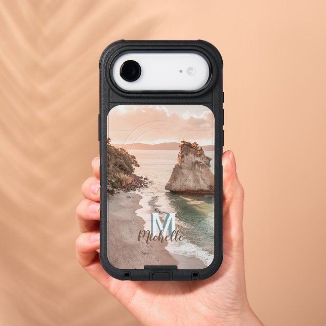 Personalized Peach Sunset Beach Monogram Landscape Otterbox iPhone Case (Creator Uploaded)