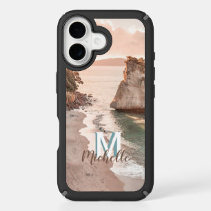Personalized Peach Sunset Beach Monogram Landscape iPhone 16 Case