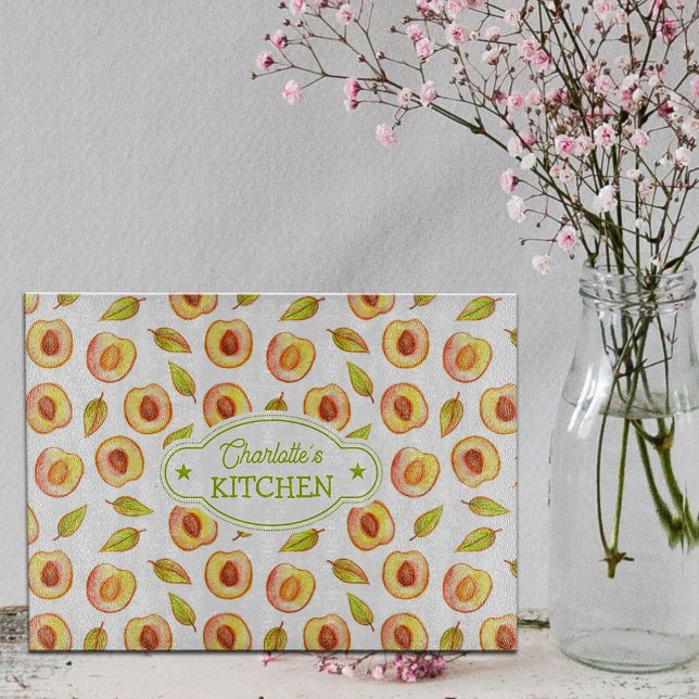 Personalized Peach Watercolor Cutting Board (Creator Uploaded)