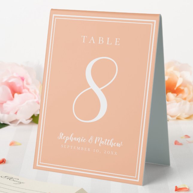 Personalized Peach Wedding Table Number Simple Table Tent (In SItu (Wedding))