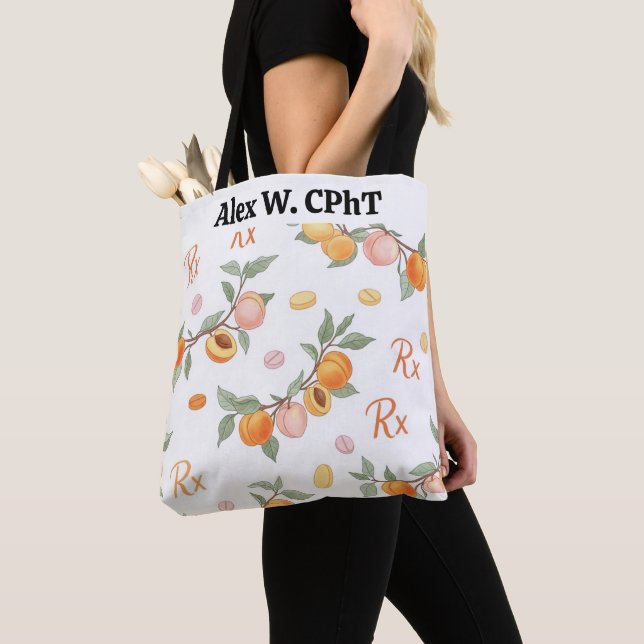Personalized Peaches, Apricots & RX Pharmacy Tote  (Close Up)