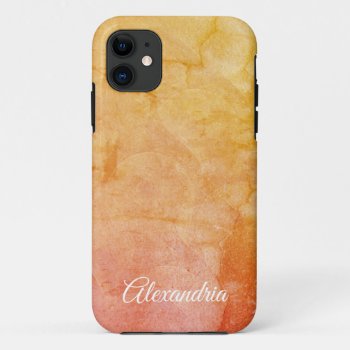 Personalized Peachy Watercolor Iphone 11 Case by capturedbyKC at Zazzle