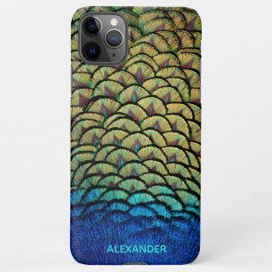 Personalized Peacock Blue Feather Named iPhone 11Pro Max Case