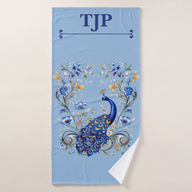 Personalized Peacock Design - Elegant Gift for Her Bath Towel Set (Bath Towel)