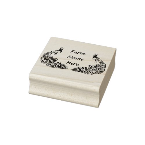 Personalized Peacock Farm Rubber Stamp