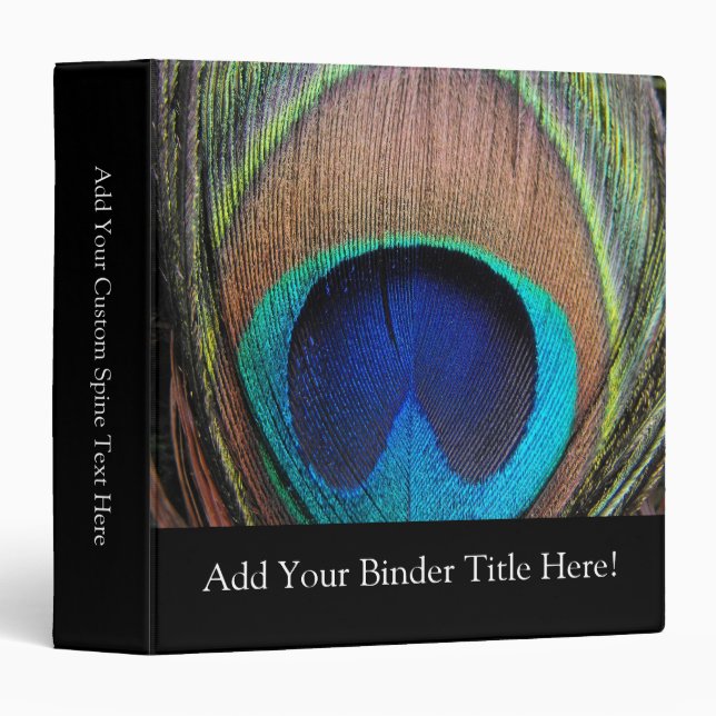 Personalized Peacock Feather Binder (Front/Spine)