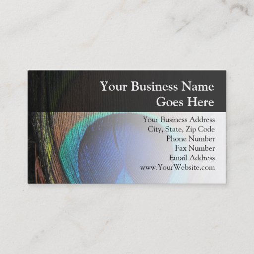 Customizable Personalized Peacock Feather Business Card