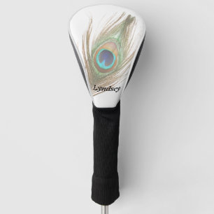 Personalized Peacock Feather Choose Background Golf Head Cover