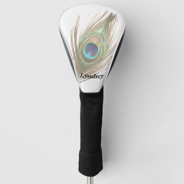 Personalized Peacock Feather Choose Background Golf Head Cover (Front)