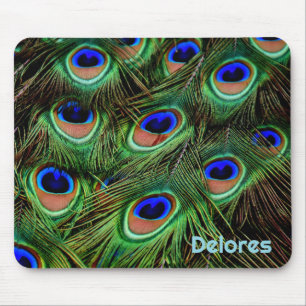 Personalized Peacock Feather Mouse Pad