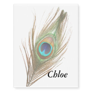 Personalized Peacock Feather Temporary Tattoos