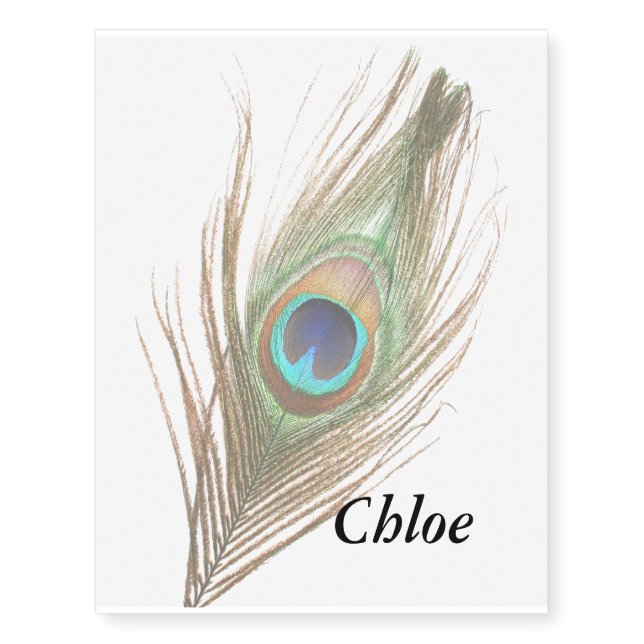 Personalized Peacock Feather Temporary Tattoos (Front)