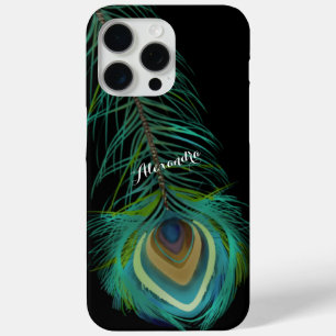Personalized Peacock Feathers iPhone 15 Pro Max Case