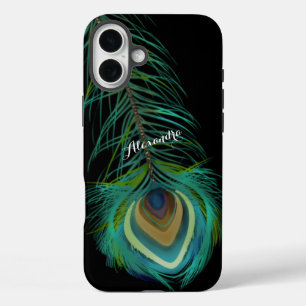 Personalized Peacock Feathers iPhone 16 Plus Case