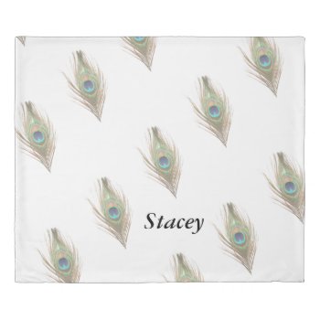 Personalized Peacock Feathers Duvet Cover by BuzBuzBuz at Zazzle