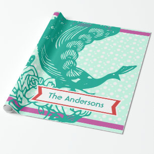 Personalized Peacock Holiday Wrapping Paper