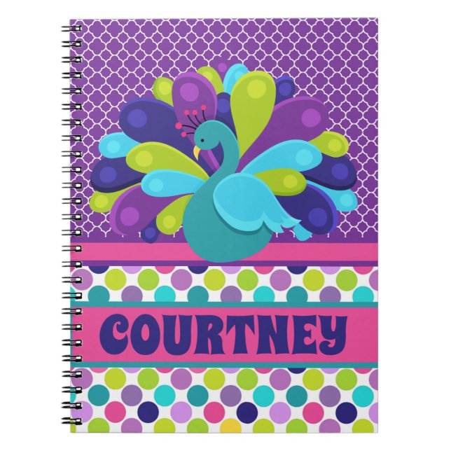 Personalized peacock Notebook and Journal (Front)