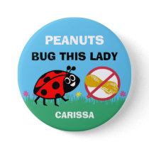 Personalized Peanut Allergy Alert Ladybug Button