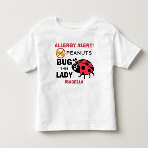 Personalized Peanut Allergy Alert Ladybug Girls Toddler T_shirt